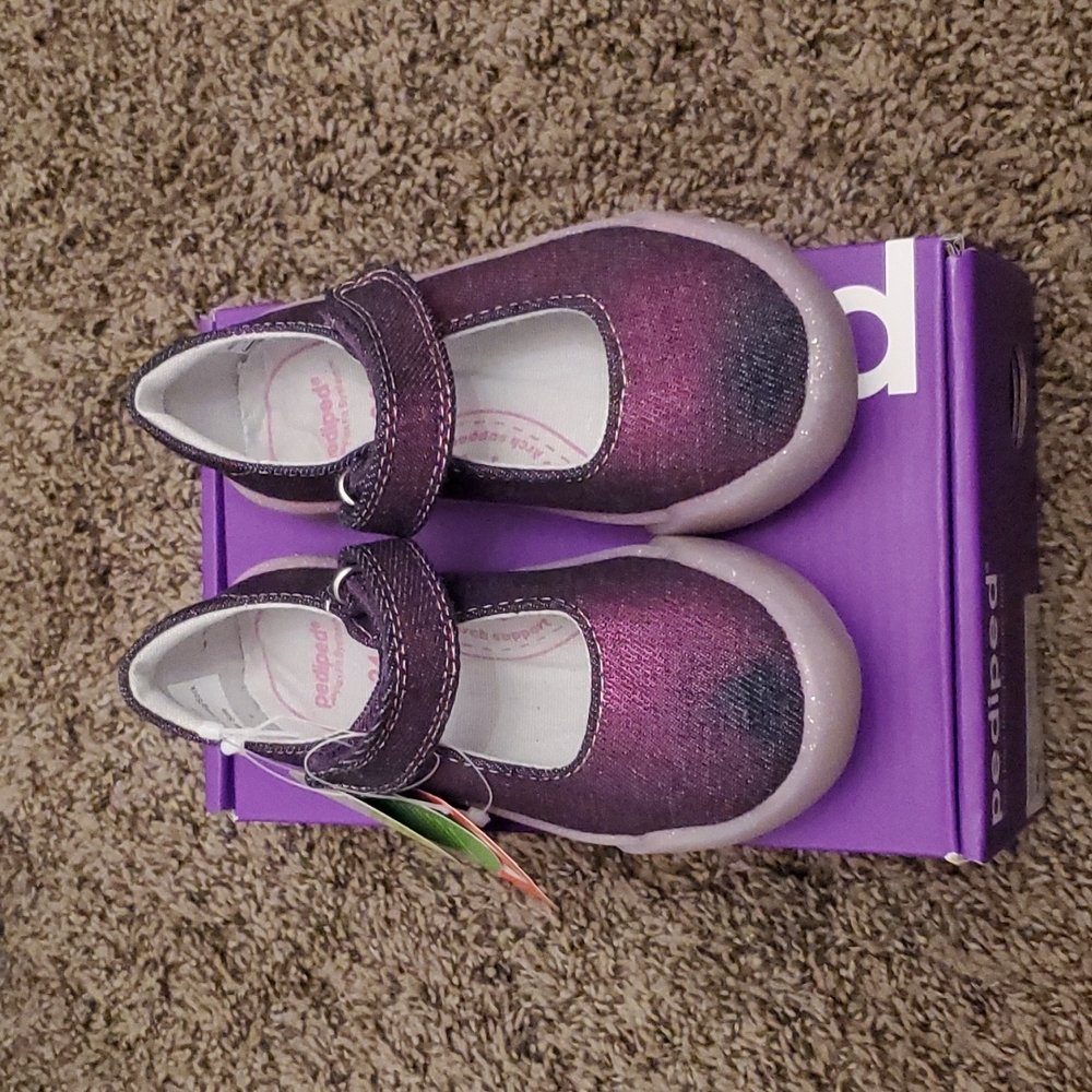 New! Pediped Barbara Metallic Pink Mary Jane Sandals